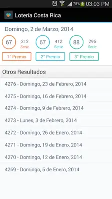 Lottery Costa Rica android App screenshot 1
